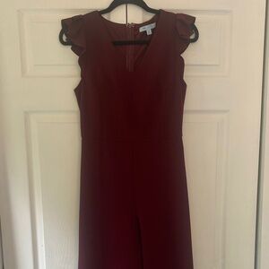 She & Sky burgundy jumpsuit cropped pant size S